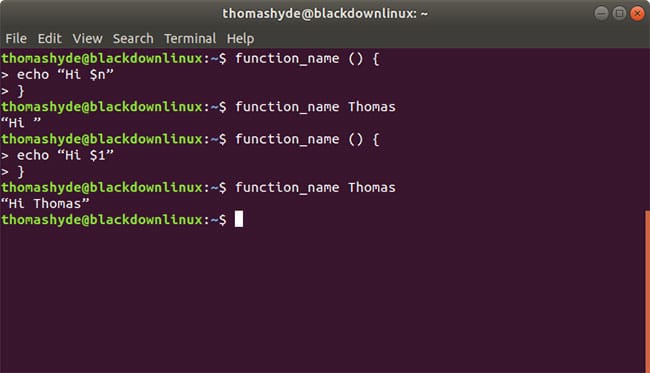 bash function passing argument