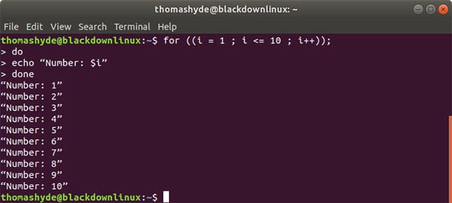 c-style bash for loop