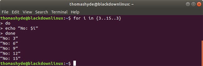 how to use a range of numbers in a loop