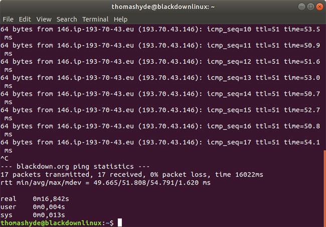 ping the time of a website