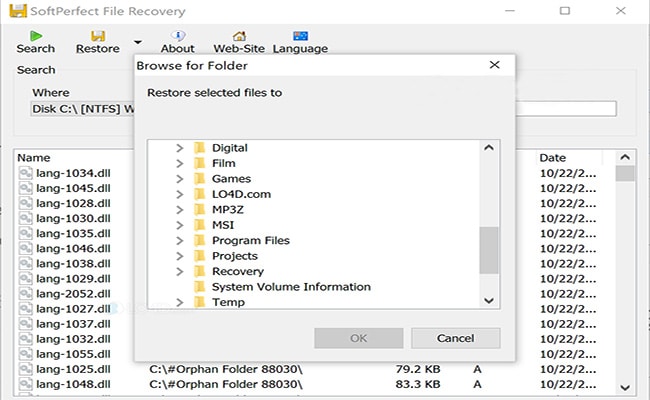 SoftPerfect File Recovery Preview