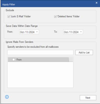 Filter Option Window
